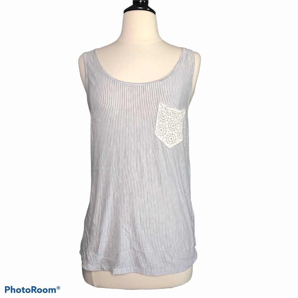 Kaileigh Gray/White Striped Tank Top S
